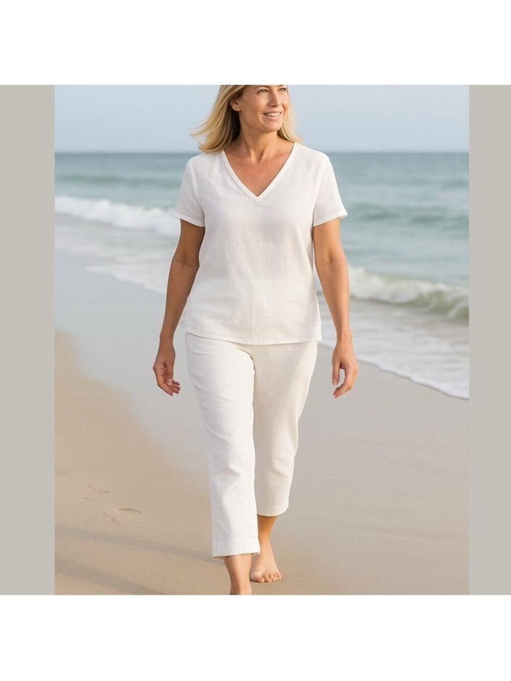 NWT TALBOTS WHITE CAPRIS CROPPED WHITE ON WHITE DRAGON FLIES EMBROIDERED SZ 14